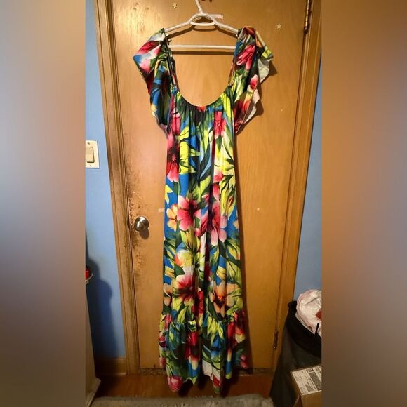 Shein Maweii Plus Size Green Summer Lotus Leaf Edge Maxi Dress – 2XL – NWOT - Picture 2 of 5